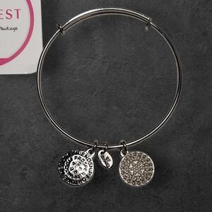 NWT NADINE WEST Silver Chrysalis Friendship Charm Adjustable Bangle Bracelet